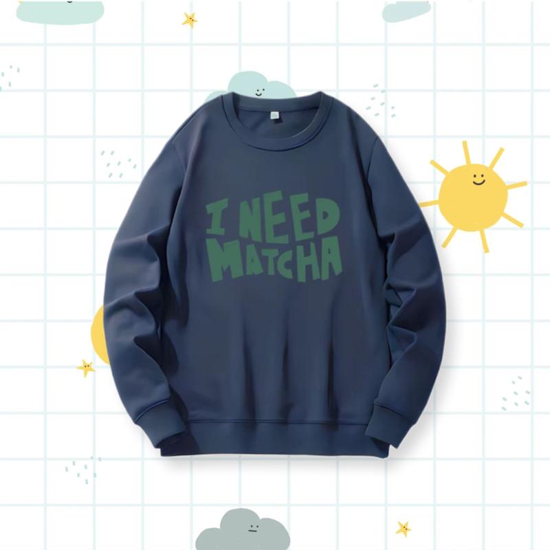 Rag Clothes Sweater Crewneck Anak I Need Matcha Bahan Fleece 5-15 Tahun 5