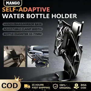 promo - universal bottle holder motor tempat botol/tempat botol air sepeda/kompatibel dengan botol air berbagai ukuran/bebas lubang dan gantung/automatic clamping/anti getar & tahan air