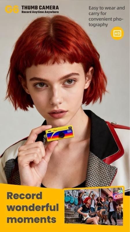 READY! G6 Black Thumb Camera Mini Keychain Retro Camera Foto 12MP, Video 1080 HD, Rekam Audio