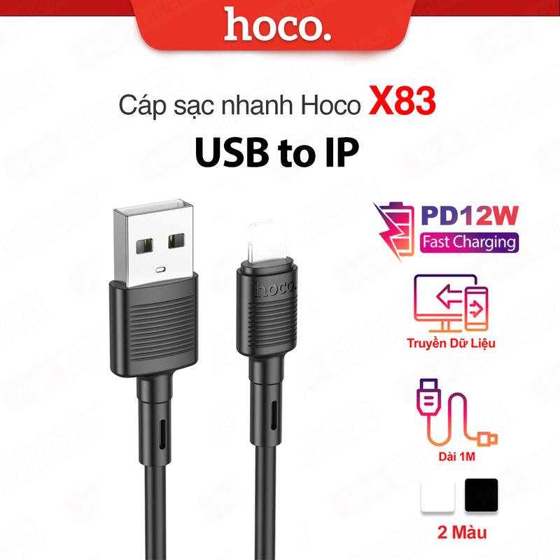 Cáp sạc nhanh Hoco X83 PD12W USB to IP hỗ trợ truyền dữ liệu dùng cho…
