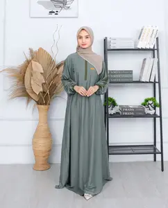 VAZZA DRESS Gamis Muslimah Kombinasi List Kancing Cantik Trendy Syari Premium