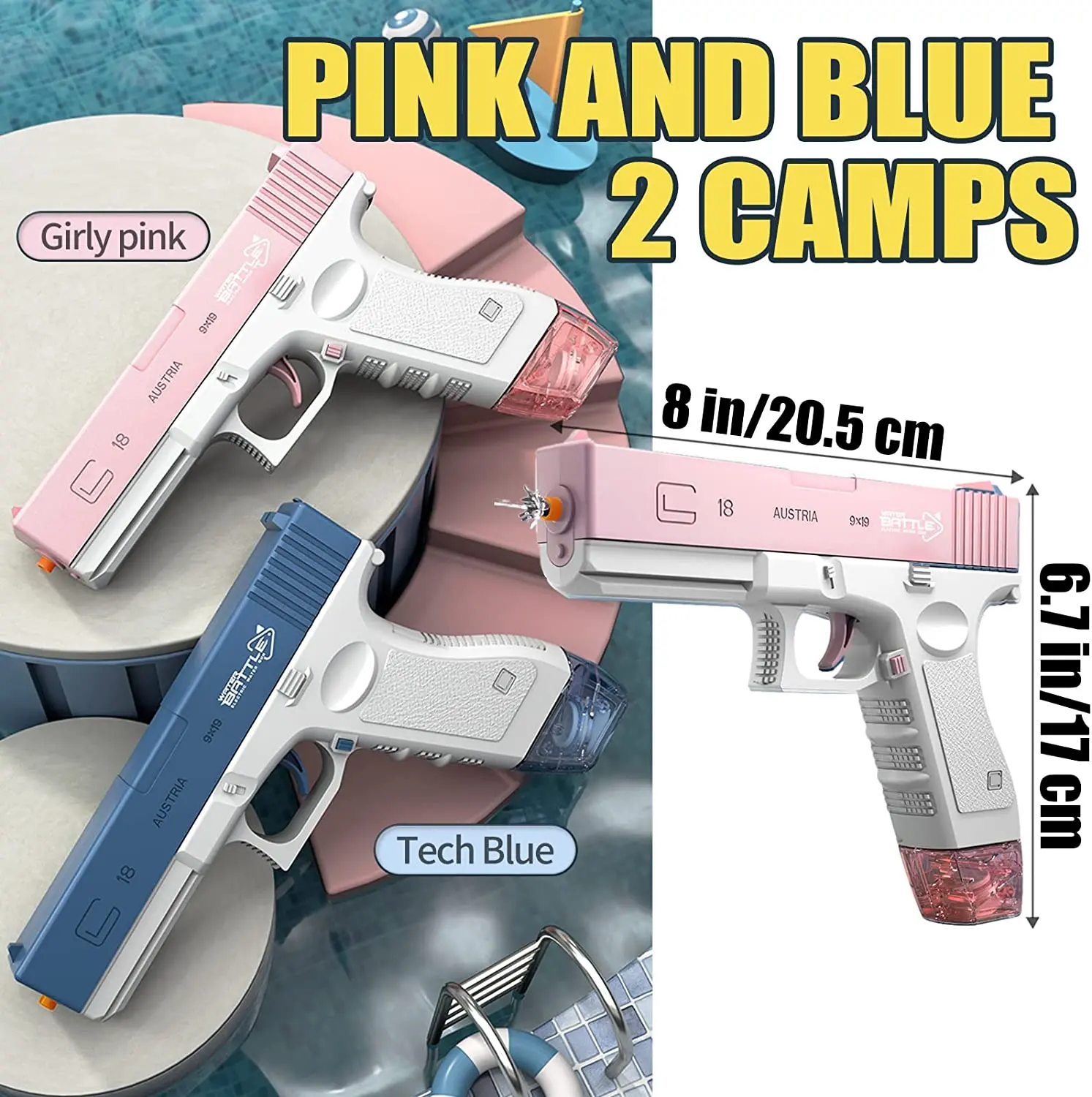 （COD) COOLFOX TOYS   Glock Mainan Penyiram Elektrik Mainan Air Otomatis Anak Glock