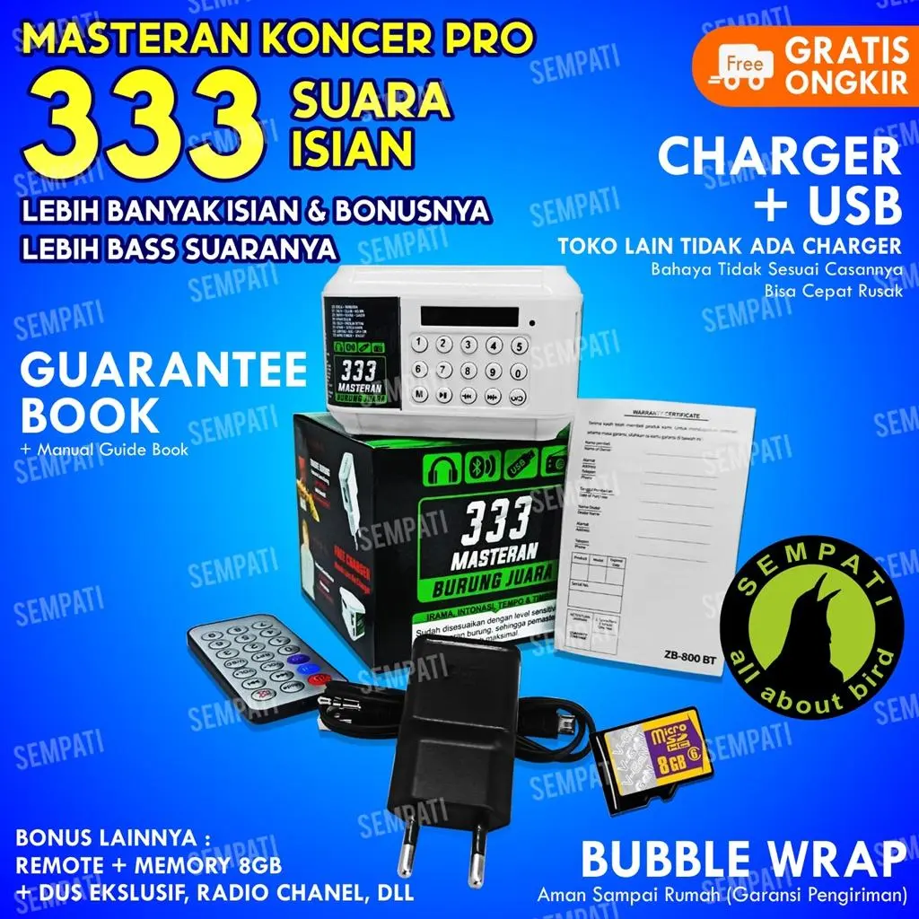SEMPATI AUDIO SPEAKER MASTERAN BURUNG ISI 333 SUARA FULLSET BERGARANSI KONCER PRO MEREK SEMPATI MASTERAN AUDIO SPEAKER DIGITAL MP3 PEMASTERAN BURUNG KICAU BURUNG MURAI LOVEBIRD KACER