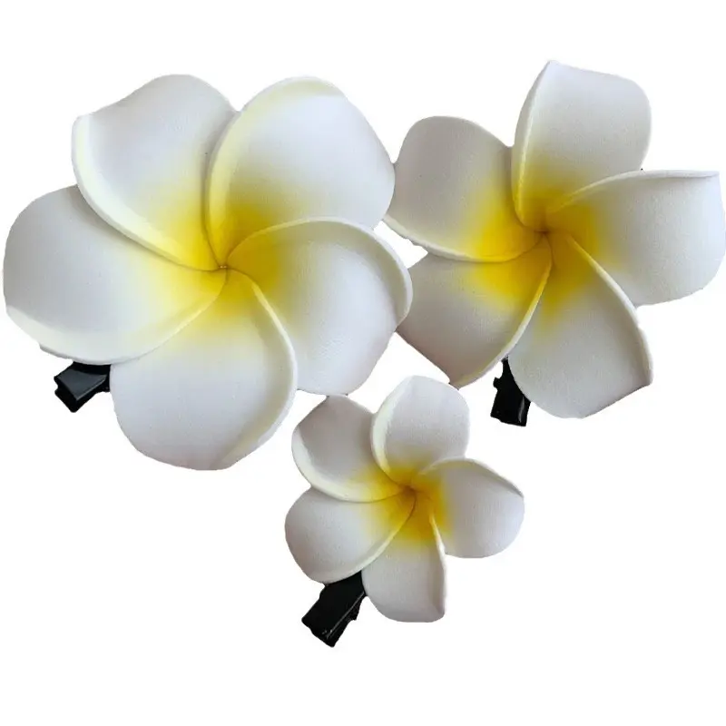 Pulmeria， Flower Hair Clips for Female Students Seaside Vacation Gift，3 in 1 package