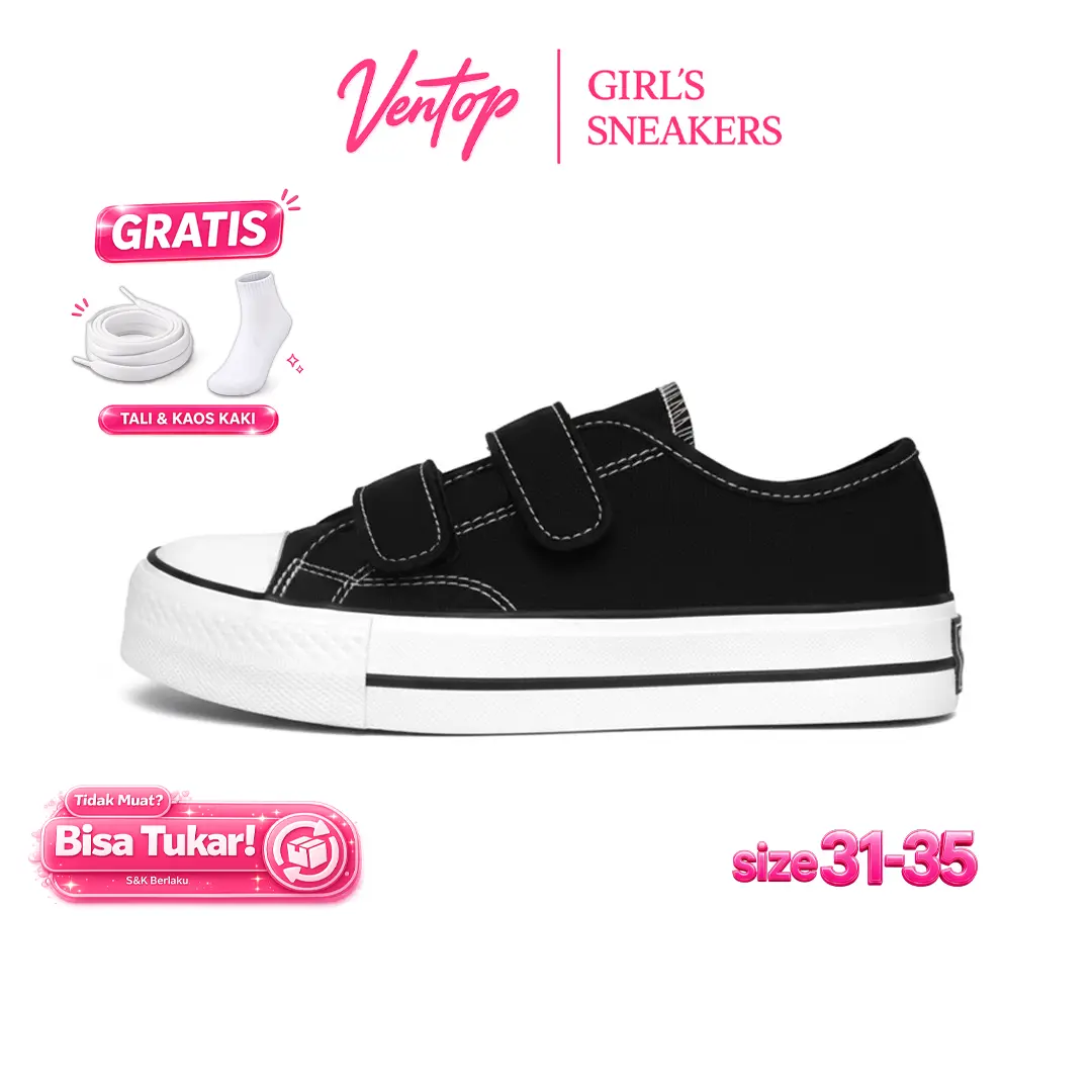 Sepatu Sneakers Anak Perempuan Perekat Casual - VENTOP