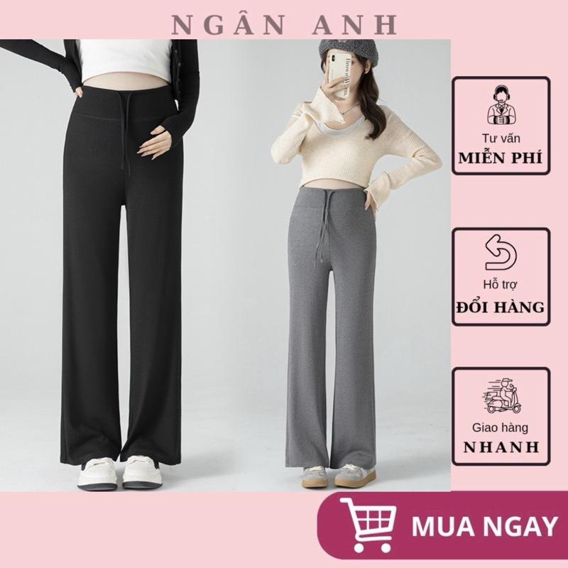   Ngân Anh  Quần bầu dây rút ông rộng cạp bằng,chất nỉ lông thỏ mềm mại,ấm áp cho mẹ bầu mùa Thu Đông 