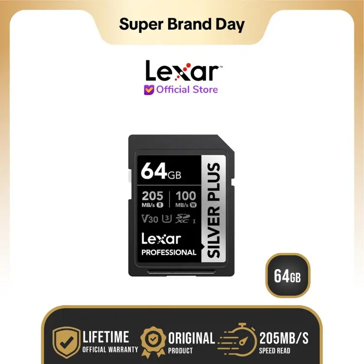 Lexar Professional Silver Plus SDXC UHS-I V30 64GB - Memory Card 64 GB