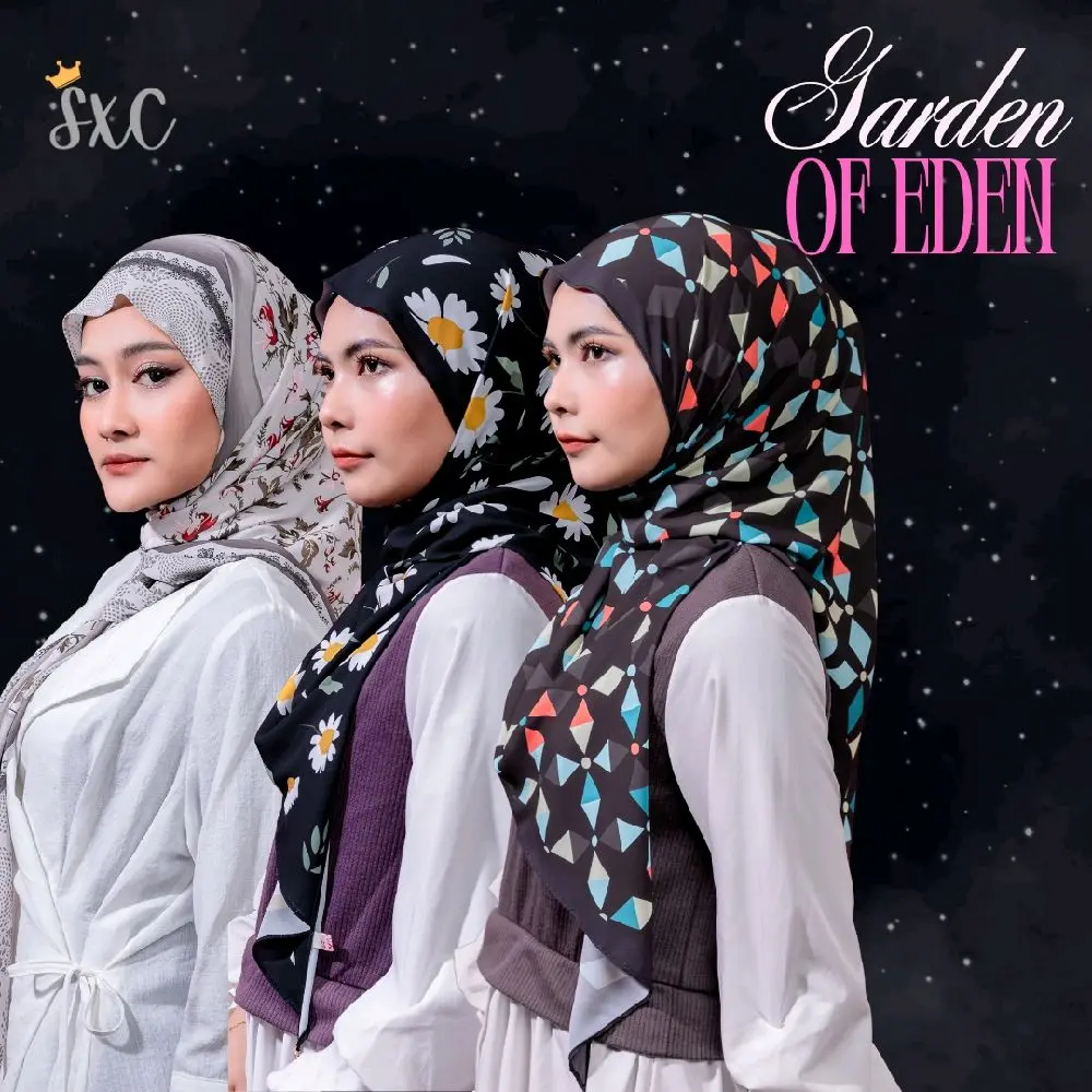 SXC Garden of Eden Tri Scarf Shawl 160 cm - Premium Korean Chiffon