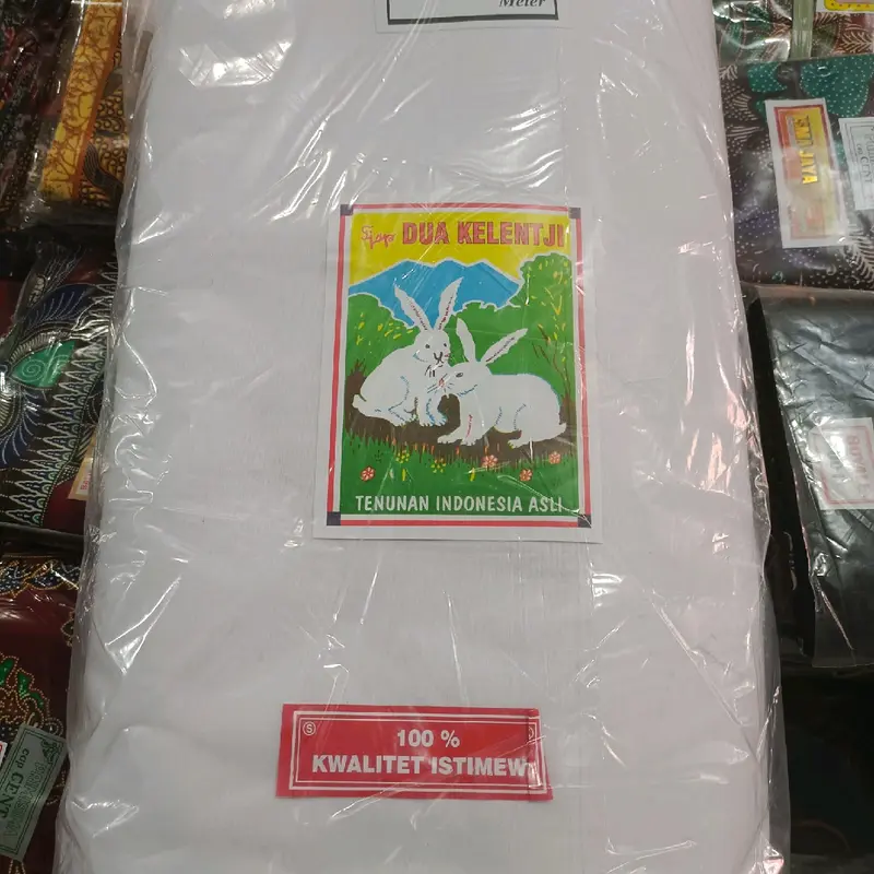 PER (Satu METER) lebar 90 cm kain kafan /kain MORI /kain belacu cap dua kelinci kualitas istimewa putih bersih Katun 4