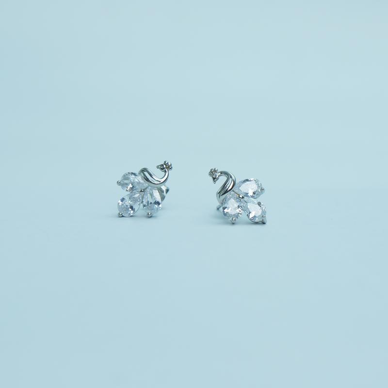 Product Introduction of Platinum Zirconia Flower Earrings - Elegant Romantic Daily Wear Ear Sticks 20