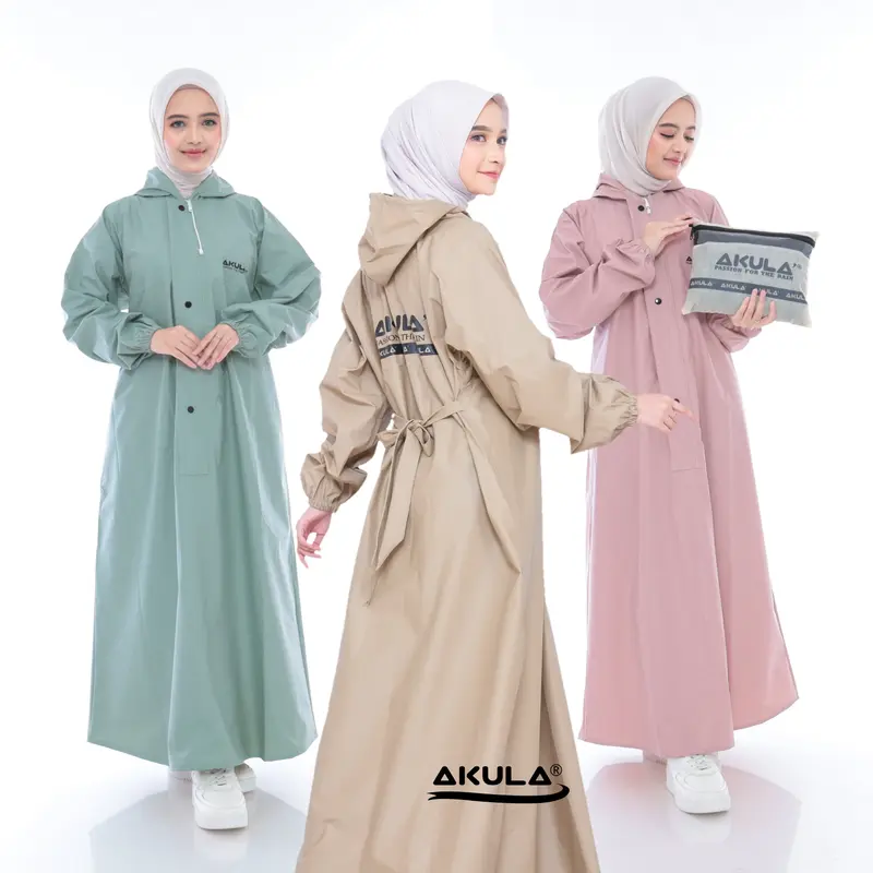 Akula Jas Hujan Gamis Wanita Dewasa Bahan Tebal Awet Anti Rembes 0