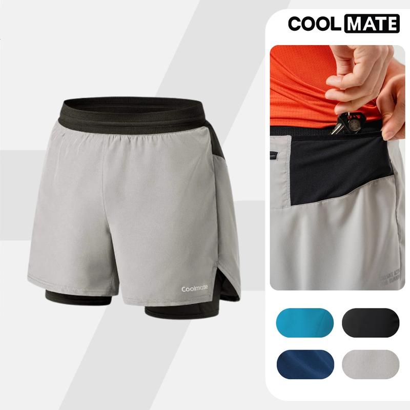 Quần Shorts Nam Chạy Bộ 2 lớp Essentials III co giãn, thoáng khí - Coolmate