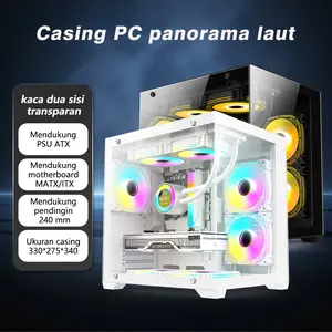 Mechanic Msater PC Gaming Casing Clear Tempered Glass M-ATX ITX Komputer Case Dengan 5 Slot PCI 1 HDD 3 SSD I/O USB3.0 Fan 120mm Support Pendingin 240mm