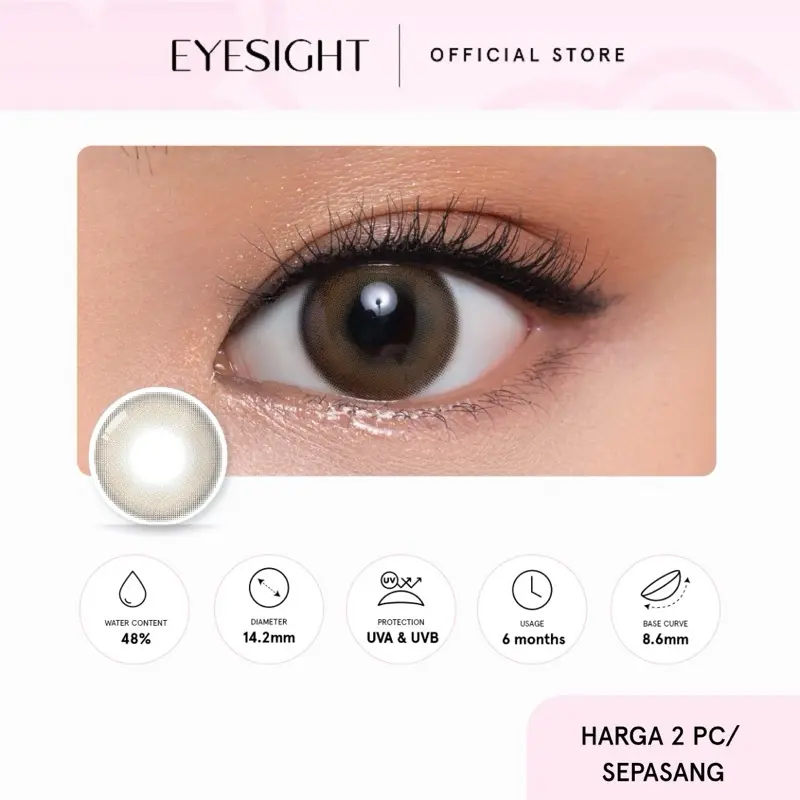 Softlens Eyesm Ocher Brown 14.2mm - Soflen Normal, Minus -0.50 s/d -8.00 (2pcs/sepasang)