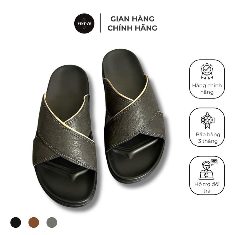 Dép Nam 2 Quai Chéo Fashion, Đế Cao Su Chống Trơn Trươt, Quai Da Chống Nhăn Cao Cấp, Đi Nước Thoải Mái dép đẹp
