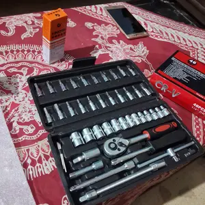 Set Kunci Sok Kunci Shock 46 pcs Mobil Motor Lengkap Socket Tool Kit set Pas Ring  Motor Mobil