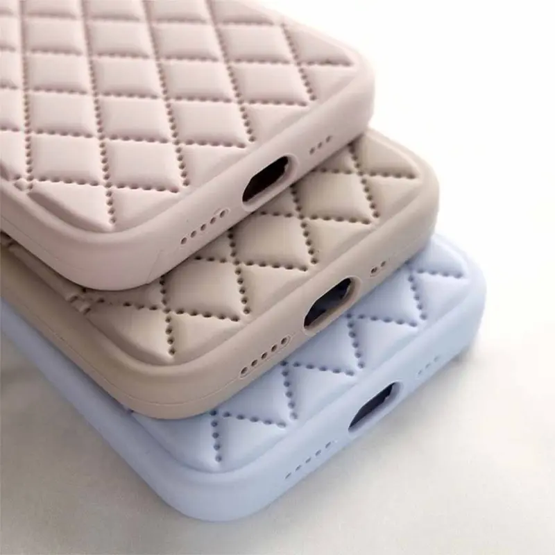 New! Diamond Bludru Rhombic Silicone Case - Softcase/Casing Hp Fullcover Compatible For Iphone X Xs Xr 11 12 13 14 15 16 16e Pro Promax Plus Rci488 4