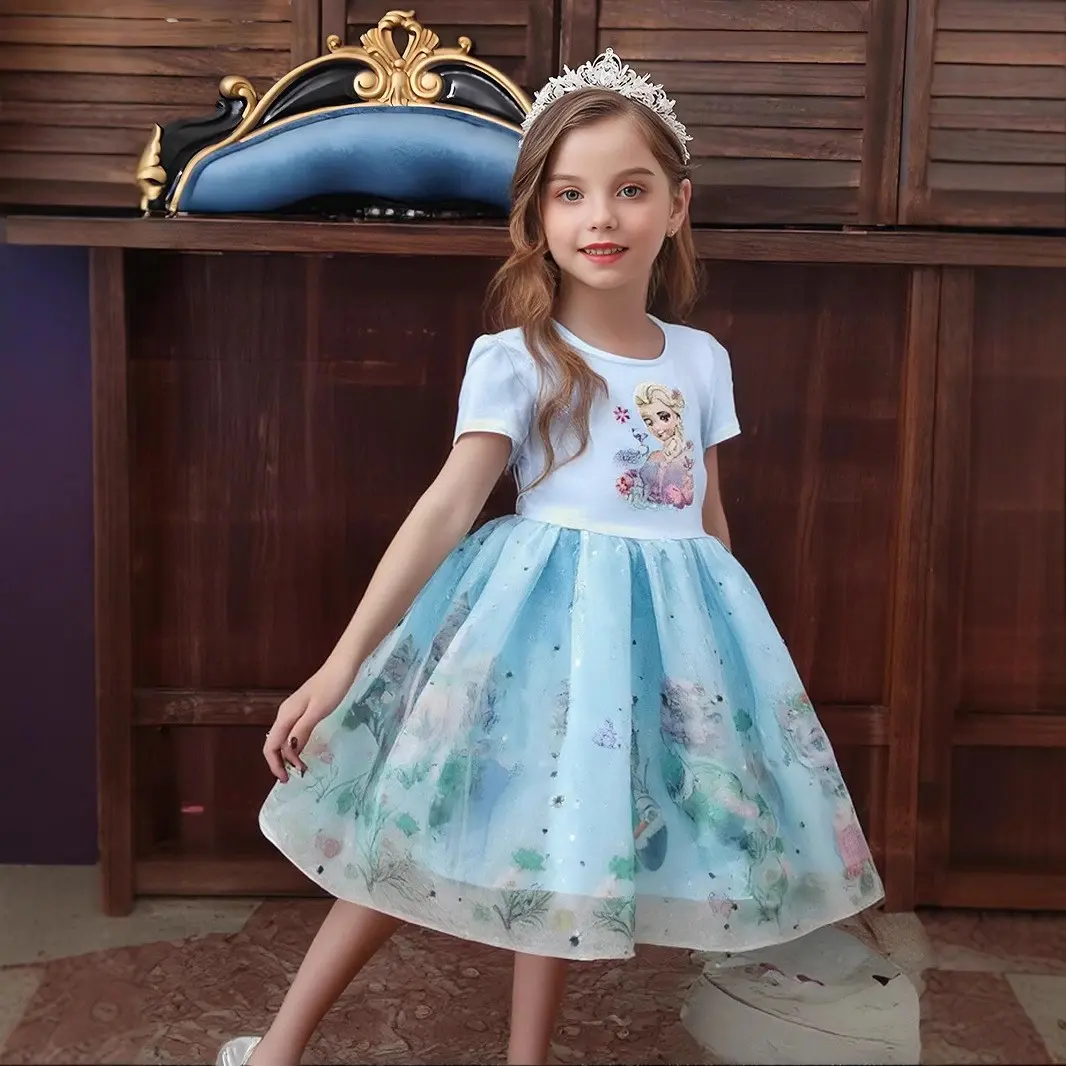 Kids Girls Dress New Frozen Dress Princess Skirt Children Cotton Sequins Dresses Kids Girl Fashion Clothing Comfortable and elegant