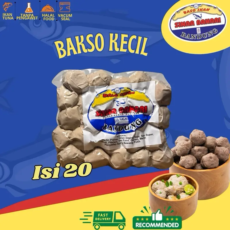 BASO IKAN SINAR BAHARI BASO KECIL 20 butir HALAL FOOD VACUM SEAL Recommended