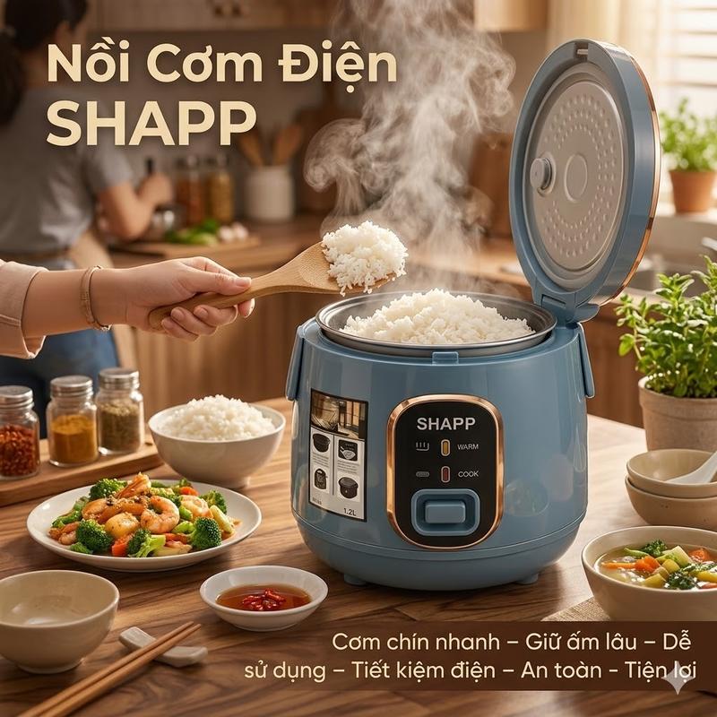 Nồi Cơm Điện 1.2L-1.8L Thiết Kế Sang Trọng, Nấu Cơm Dẻo, Chống Dính Tốt