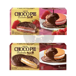 Lotte Choco Pie Marshmallow Rasa Original & Strawberry (1 pack/6 pcs)
