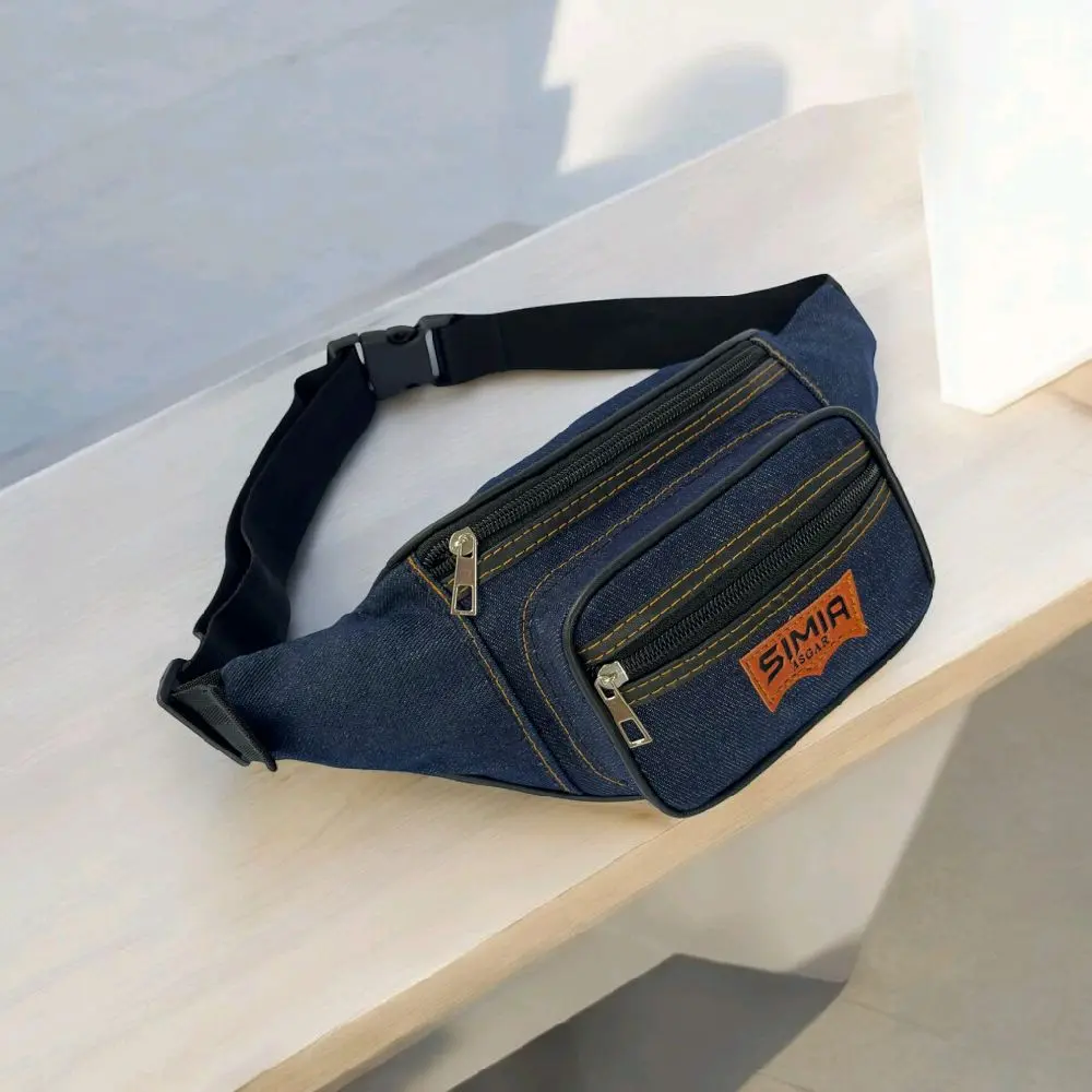 Waist bag pria tas pinggang selempang bahu sling bag serbaguna jeans denim Waistbag