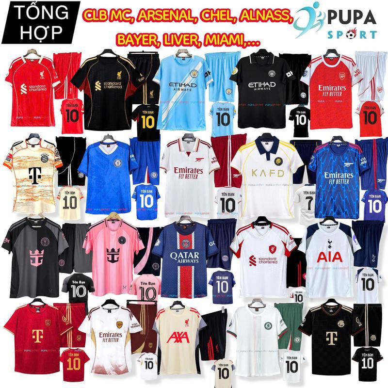 PUPA SPORT Top Mẫu Đồ Đá Banh, Quần Áo Bóng Đá Mới Nhất 2025, Vải Thun Lạnh & Mè Hàn Cao Cấp Cho Nam Nữ, Có In Tên Số, Bộ Thể Thao Câu Lạc Bộ CLB02