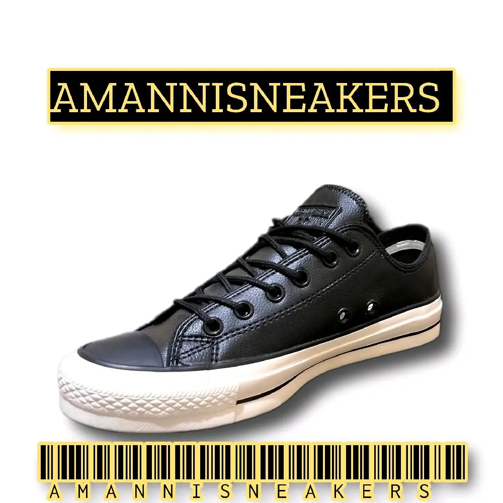 Sepatu Sneakers Kulit Low Terlaris Round Toe Pria dan Wanita Casual Made in Vietnam - Black