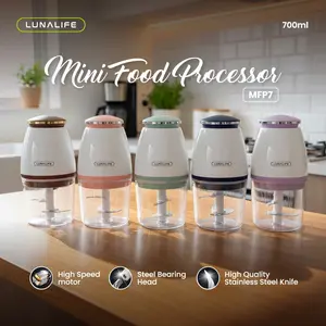 LUNALIFE MFP7 Mini Food Chopper Listrik 700ml Giling Halus dan Kasar 4 Mata Pisau Tajam Ice Crushing