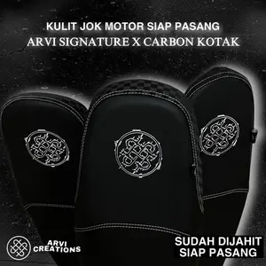 Kulit jok Motor Arvi Signature X Carbon kotak Catur Original Arvicreations sudah di Jahit Tinggal Pasang cover jok motor