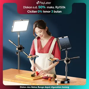 TNW Overhead Phone Stand + Led Lampu Stand Holder Phone Holder Bracket 360 Lampu Fotografi