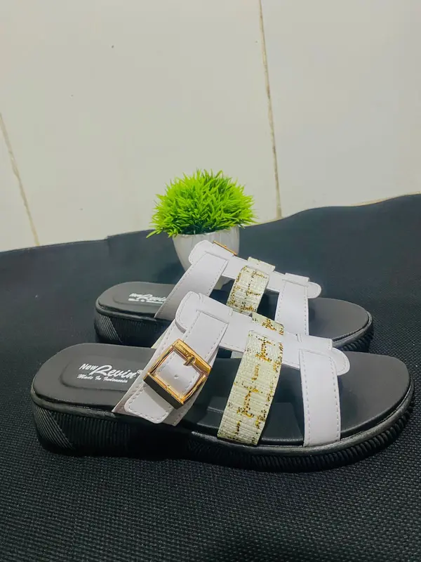 Sandal Slop Wanita Platform Sandal Rajut Wedges Putih Sandal Korean Style Rajut Hak Tinggi 3 Cm 1