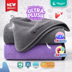 Olive Care ULTRA PLUSH Handuk Kucing & Anjing MICROFIBER TOWEL 500 GSM Lembut dan Ringan untuk Mengeringkan Bulu, 7x Lebih Cepat Serap Air dan 3x Lebih Mudah Kering Sekaligus Menjaga Bulu Agar Tidak Mudah Kusut dan Tidak Ikut Terangkat