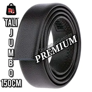 Tali Ikat Pinggang JUMBO 150cm Premium Kulit Sintetis Hitam Kulit Jeruk Model Rel Otomatis Anti Gores COD Gesper Sabuk