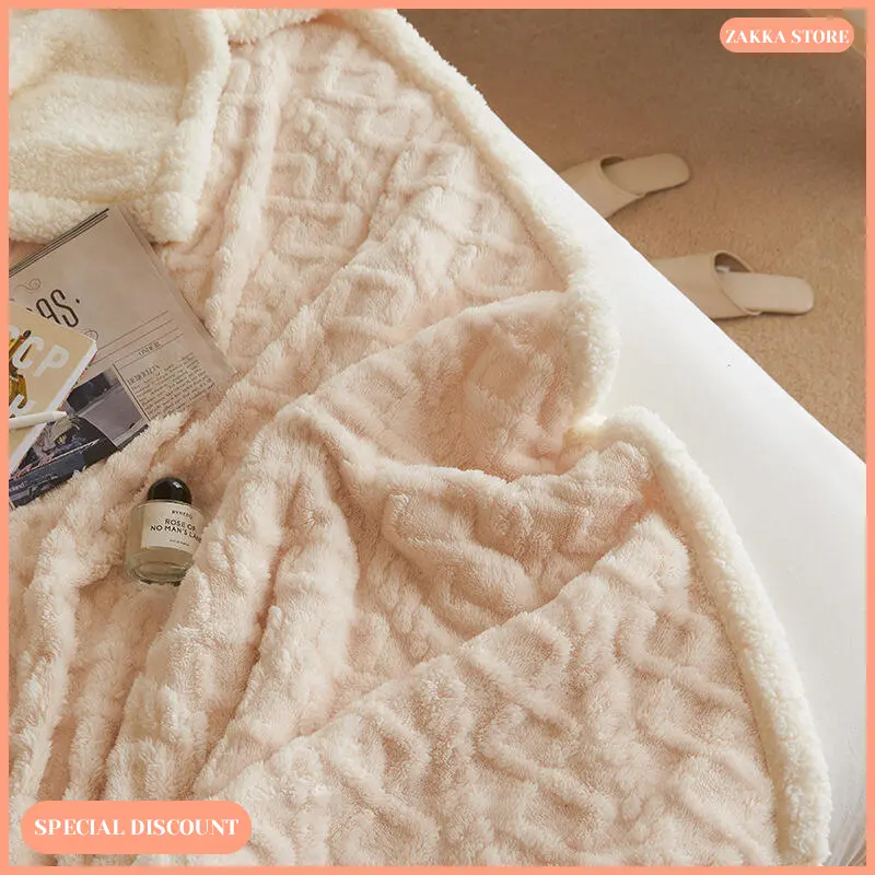 Zakka Store COD Selimut Hangat Musim Dingin / Selimut Sofa / Tempat Tidur Bulu Poliester Polos 3