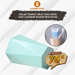Gelas Tempat Sikat Gigi Odol dan Cangkir Kumur Segi Enam