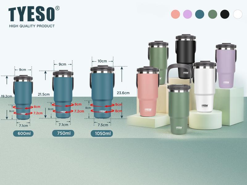 TYESO タンブラー ストロー付き 600ml 750ml 1050mlコーヒー 水筒