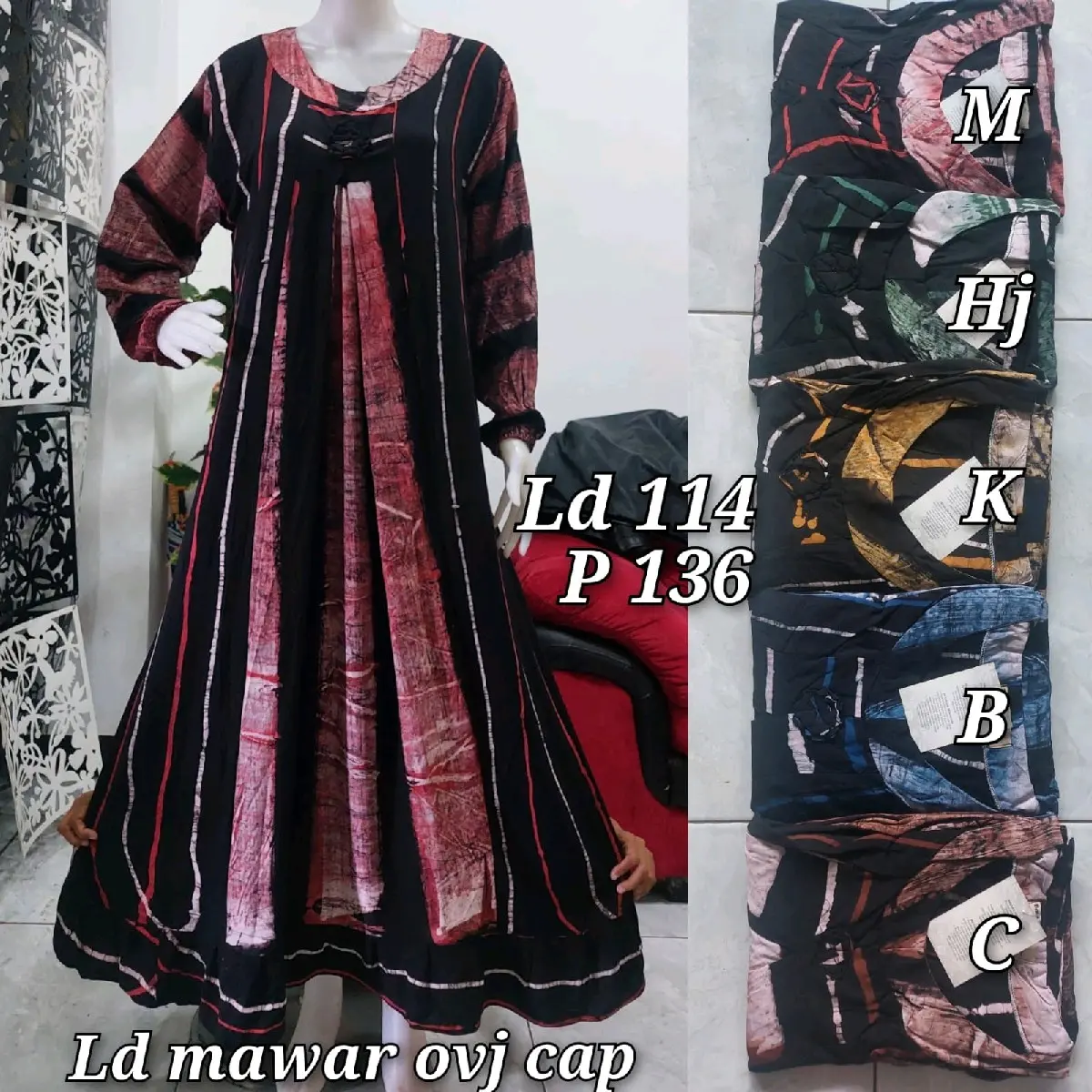 BATIK LAJU - Longdres Motif Mawar Batik Cap Bahan Premium Rayon Super Cantik