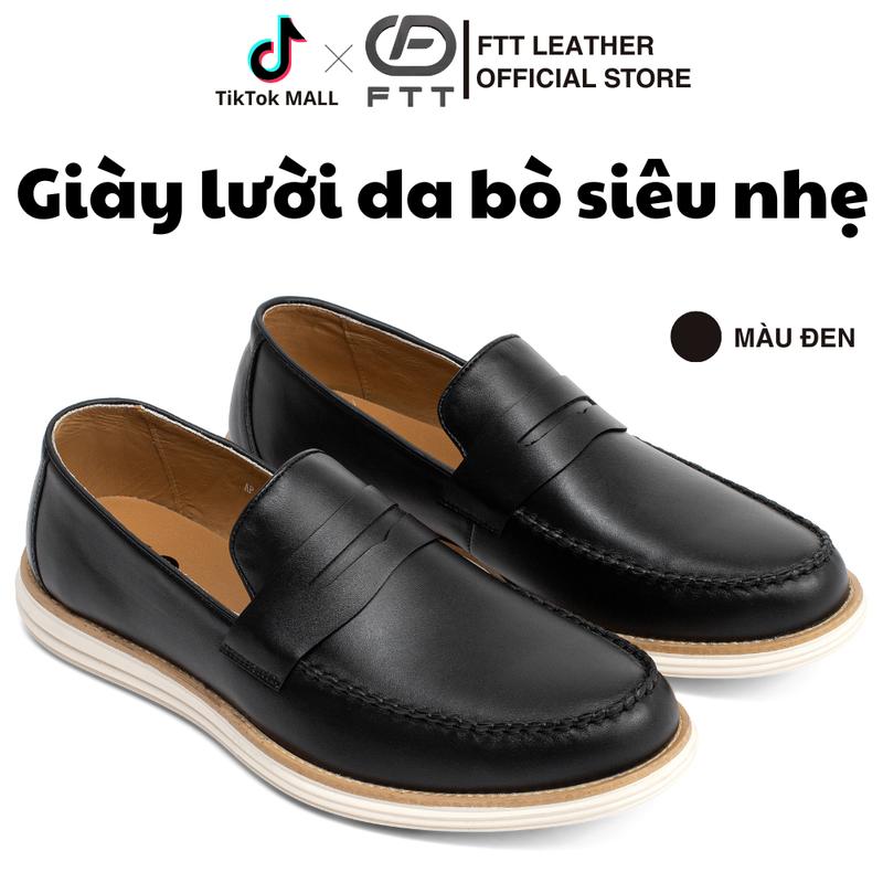  Giày moca sin nam cao cấp da bò vân trơn FTT Leather đế siêu nhẹ hạn chế trơn trượt đi êm chân F903 