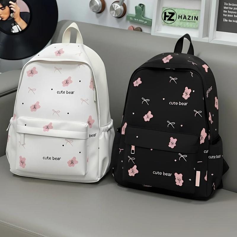 Balo Thời Trang HAZIN Thiết Kế Họa Tiết Gấu Nơ Cute Chống Thấm Nước Đựng Vừa Laptop 15.6 inch Nam Nữ Đi Học Đi Chơi HAB663