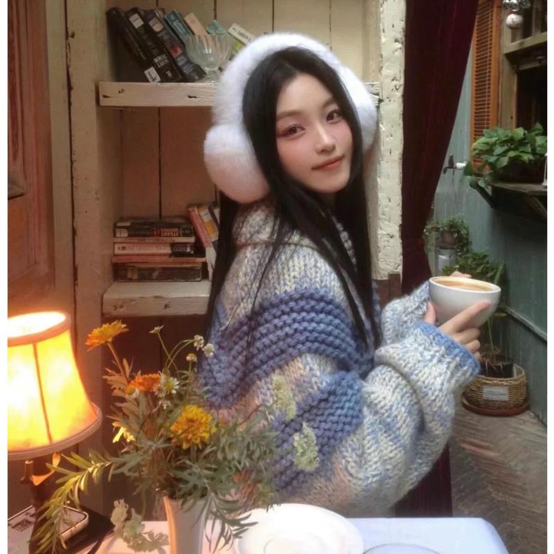 (HÀNG QC) Áo len kiểu nữ chất len dệt kim AL683a khoác cardigan form rộng dài tay dày dặn họa tiết thu đông Hàn Quốc