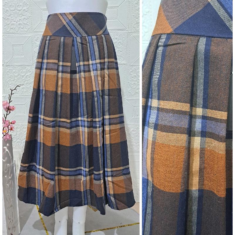 Rok Midi Flanel Kotak-kotak | Rok Tartan | Rok Flanel | Rok Midi Flanel | Rok Midi Semiwool | Rok Korean Style | Rok Midi Kekinian Pendek Dewasa 2