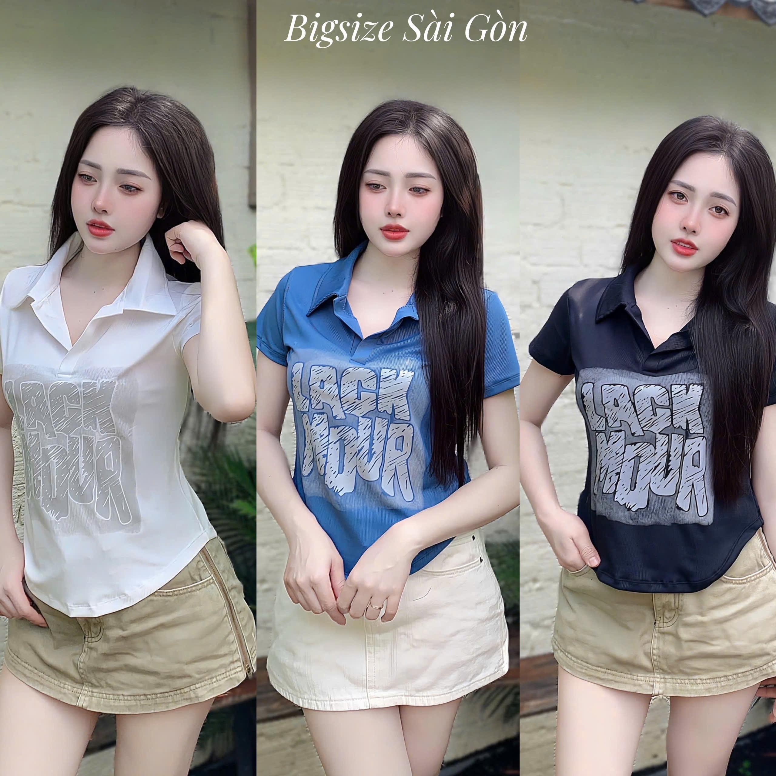 Áo Thun (Tăm QC )  Polo Nữ In Hình Họa Tiết Vải Thun Tăm Mềm 45 - 90Kg Có Bigsize Sài Gòn Top Women - B.1542