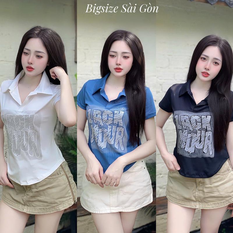  Áo Thun  Tăm QC    Polo Nữ In Hình Họa Tiết Vải Thun Tăm Mềm 45 - 90Kg Có Bigsize Sài Gòn Top Women - B.1542 