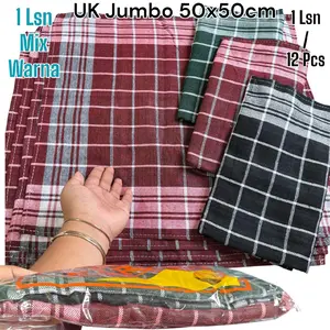 1 LUSIN / 12 PCS SERBET WARNA TEBAL UK 50x50CM SERBET DAPUR LUSINAN SEMI KATUN TEBAL JUMBO WARNA RANDOM
