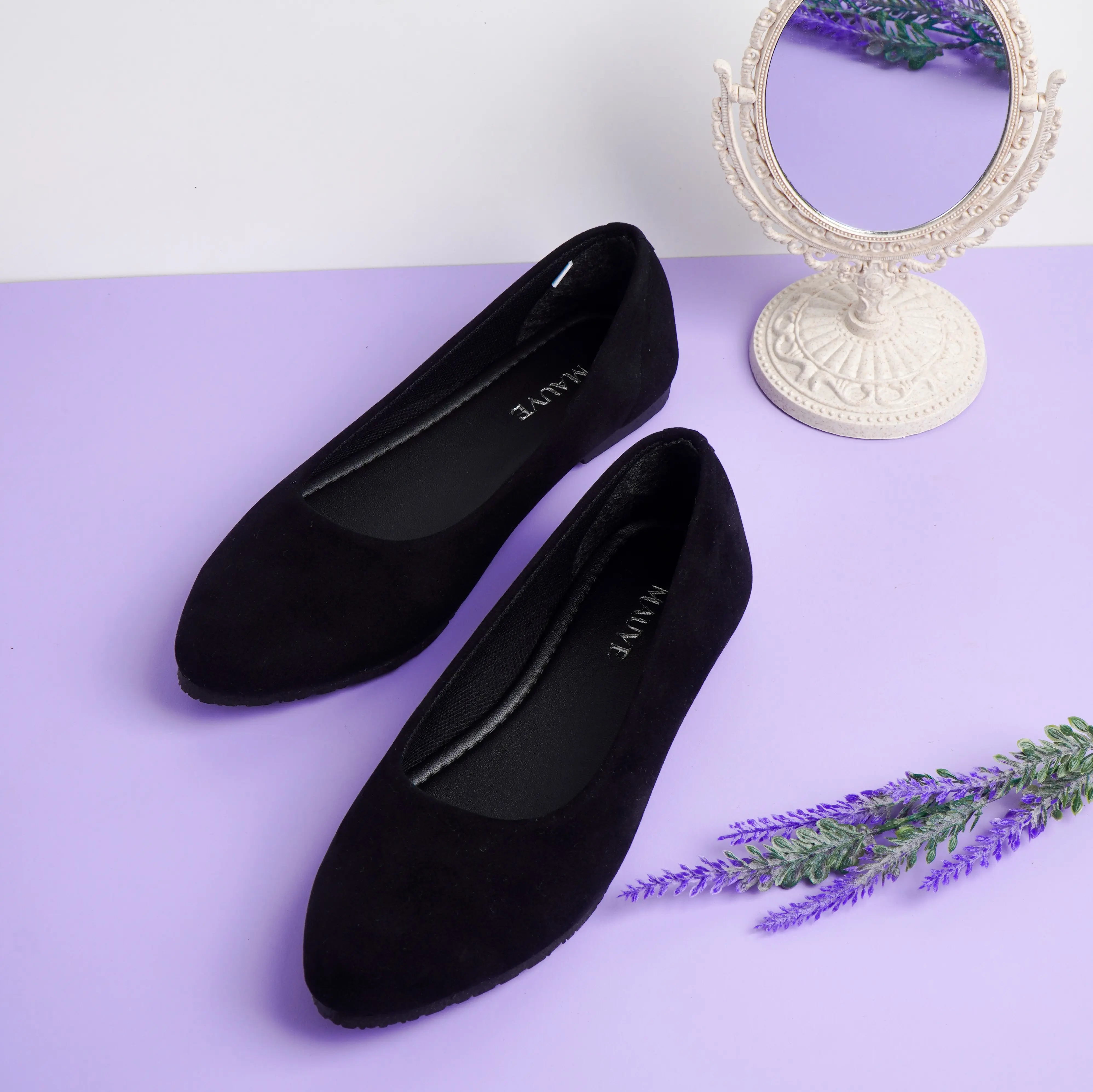 GEMINI Flatshoes L2.01 -  Sepatu Flat Shoes Wanita Warna Hitam Polos (Black) Sol Karet Non Slip - Ujung Lancip