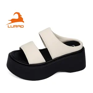 LURAD Sandal Wanita Hak Wedges Tinggi Sendal Cewek Kekinian Flat Slide Jalan-Jalan Hangout Ringan Dipakai WL2475 Karet