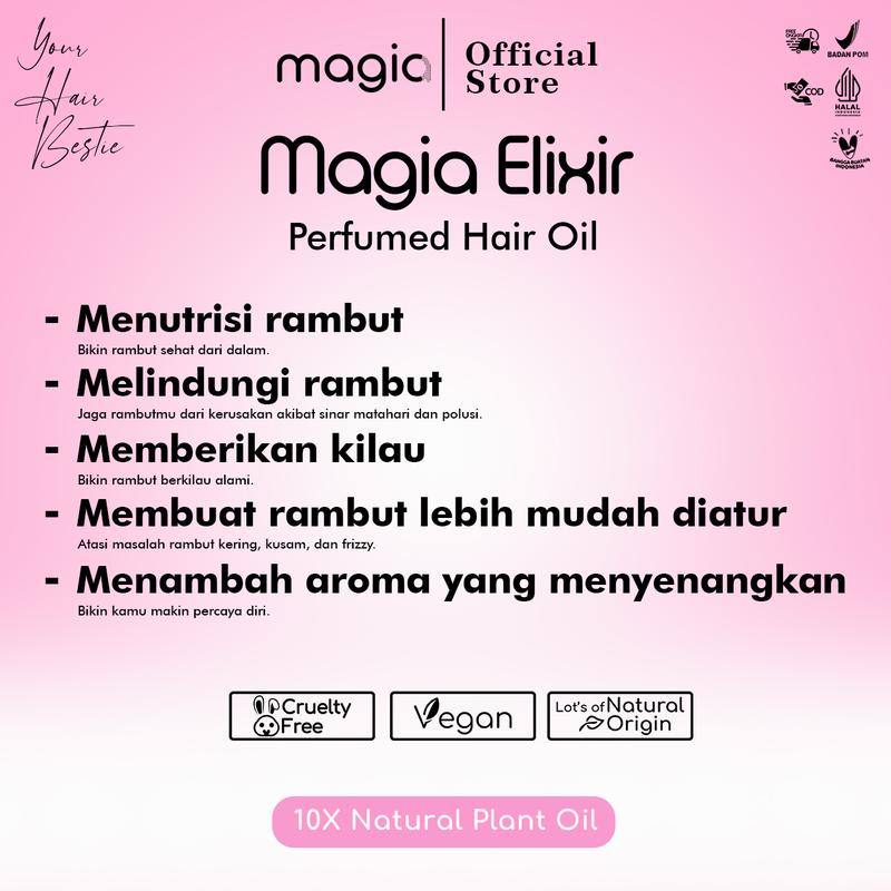 Magia Elixir Series 100ml Hair oil untuk menutrisi serta membuat rambut menjadi berkilau tanpa lepek Haircare Vitamin 2