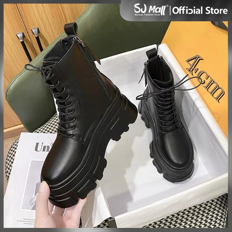 Product Introduction of Bốt Nữ, Thời Trang Hàn Quốc, Cắt Cao, Có Khóa Kéo Và Dây Buộc Boot GiàY Cổ Cao Nhung Shoes 13
