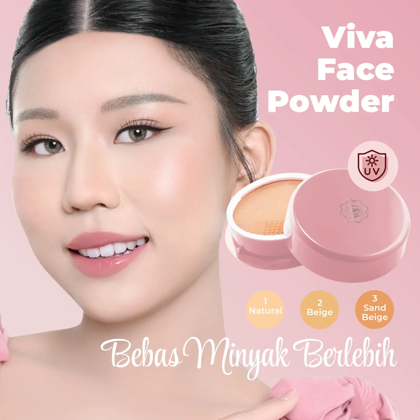Bedak Tabur Viva Face Powder (Pink) 14gr - Oil Control & UV Filter - Wajah